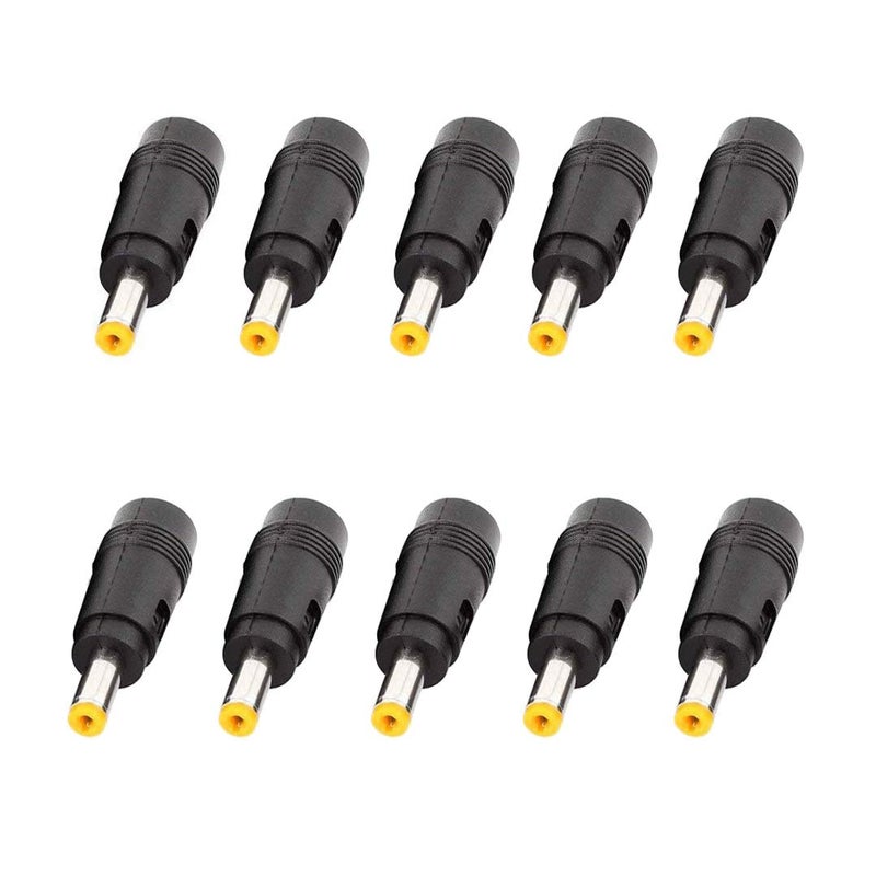 XMHF DC Power Converter Plug, 4.8mm x 1.7mm Male to 5.5mm x 2.1mm Female Jack Adapter Connector Black & Yellow Tip 10pcs - Image 1